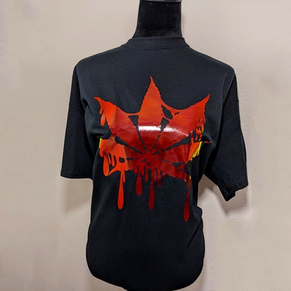 Red Holographic Cannabis Drip Shirt - Picture 1 of 3